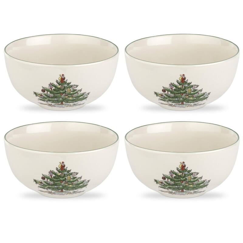 Spode Christmas Tree Set of 4 Fruit Salad Bowls - 5.5 Inch - 5.5 Inch