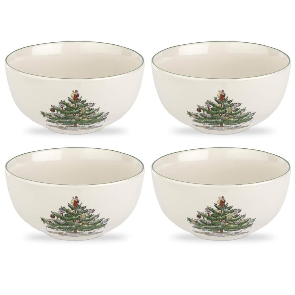 Spode Christmas Tree Set of 4 Fruit Salad Bowls - 5.5 Inch