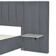 preview thumbnail 31 of 64, Full/Queen Size Upholstered Bed with Velvet Headboard and Integrated Shelves