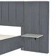 preview thumbnail 53 of 64, Plush Upholstered Platform Bed Frame with Oversized Headboard and 2 Side Storage Shelf, Velvet Fabric Wingback Bed