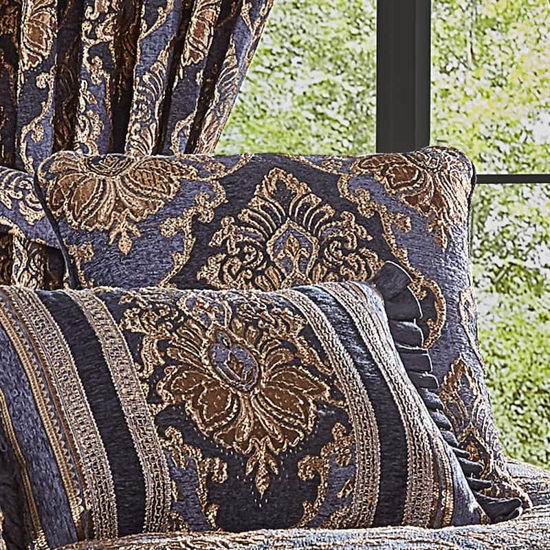 Five Queens Court Woodstock 20 Inch Square Decorative Throw Pillow - Accent - Polyester - Indigo
