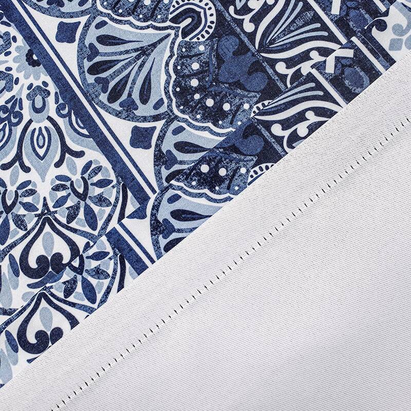 DriftAway Delfina Medallion Floral Watercolor Texture Printed Pattern Lined Blackout Window Curtain - 52"width X 84 "length