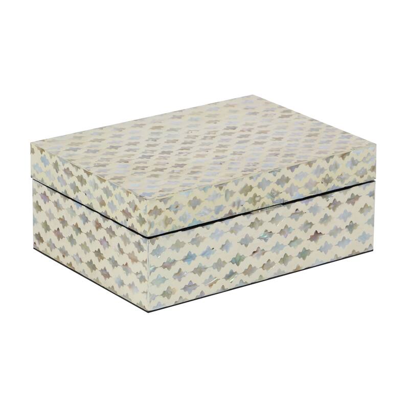 Mother of Pearl Handmade Geometric Box with Hinged Lid (Set of 2)