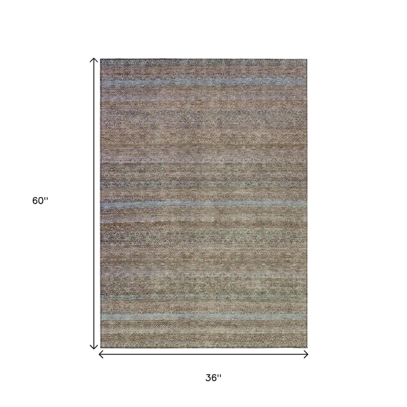 HomeRoots Striped Transitional Rectangle Outdoor Rug