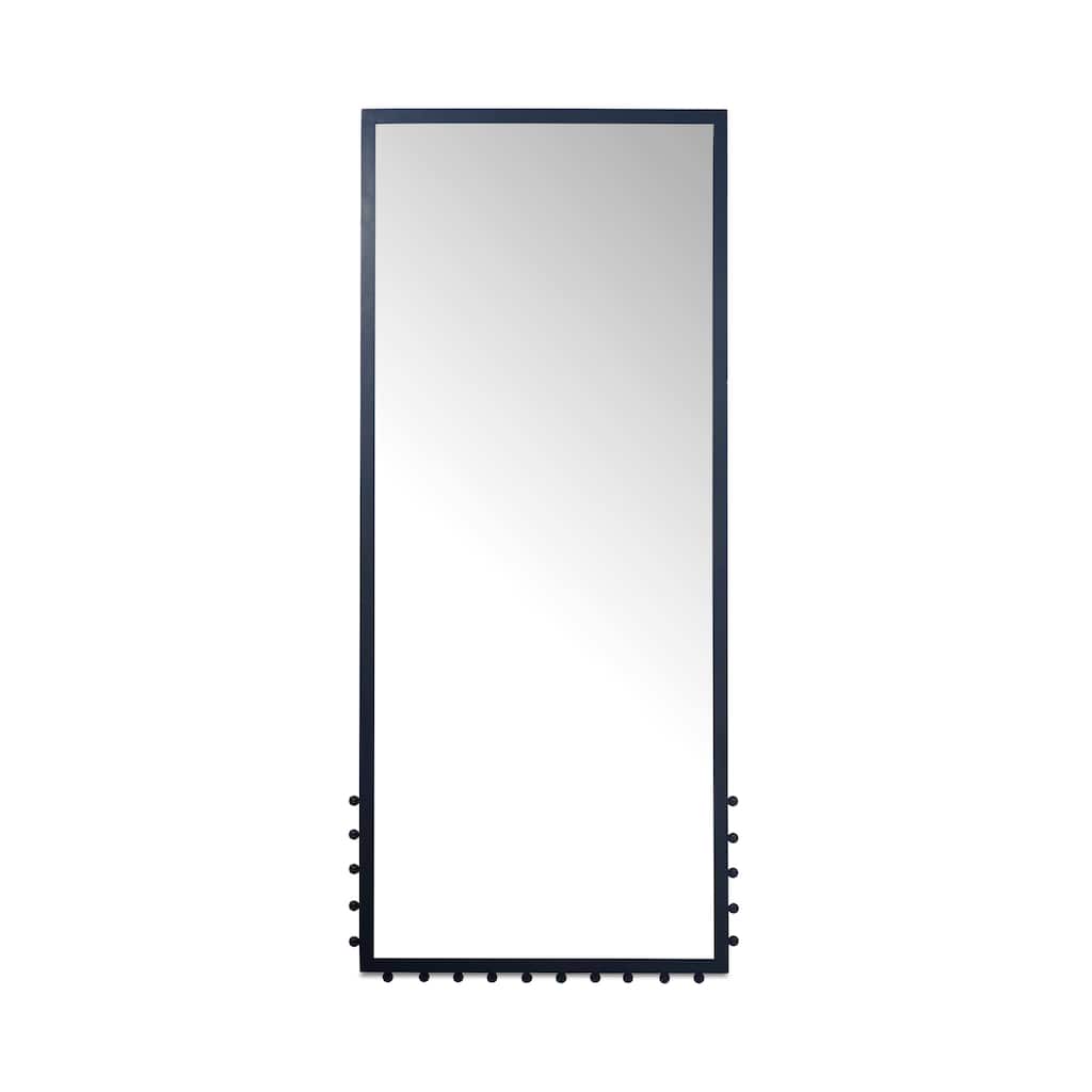 NADAAL STUDIOS Tallis Black Cast Aluminum Floor Mirror with Finial Detail