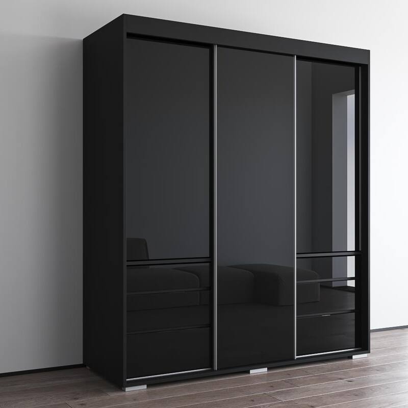 Monaco 3-door Modern 71-inch Glass Front Wardrobe