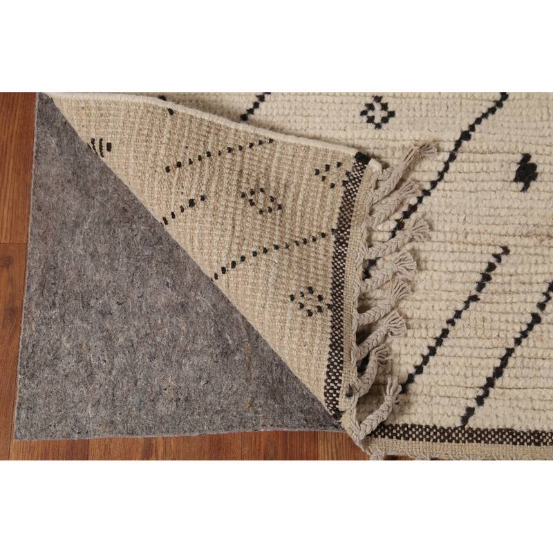 Trellis Moroccan Area Rug Hand-Knotted Geometric Wool Carpet - 6'0"x 9'8"