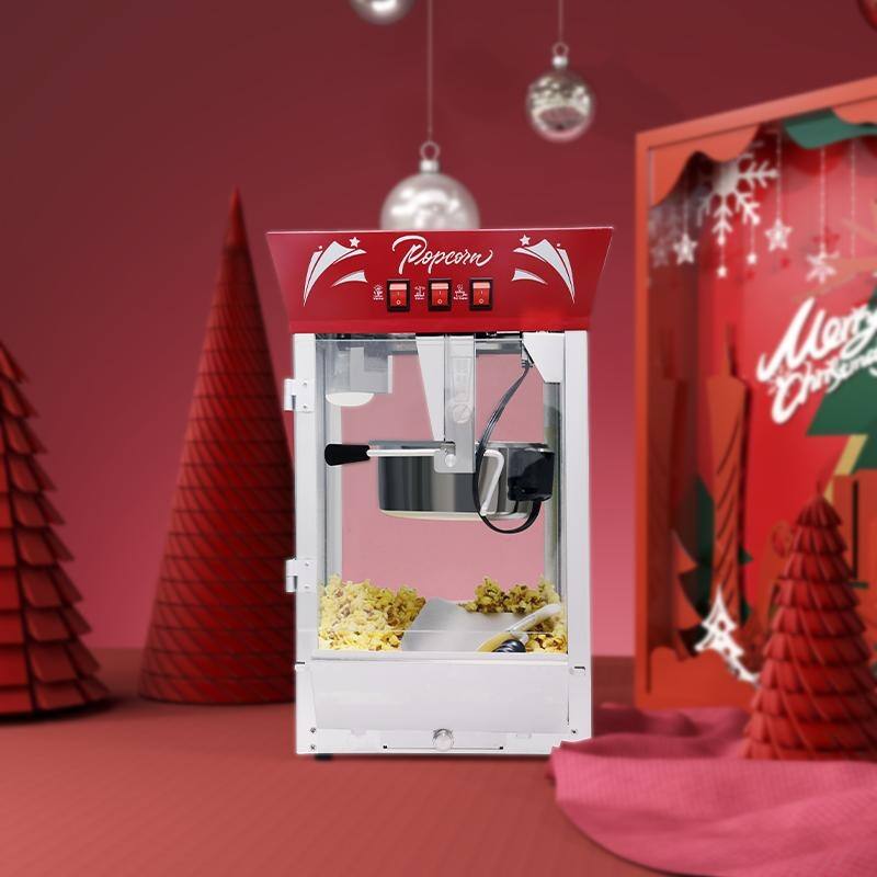 Commercial Popcorn MAKER Machine, 12 Ounce Kettle Stainless Steel Popcorn Maker with Tempered Glass, Warming Deck