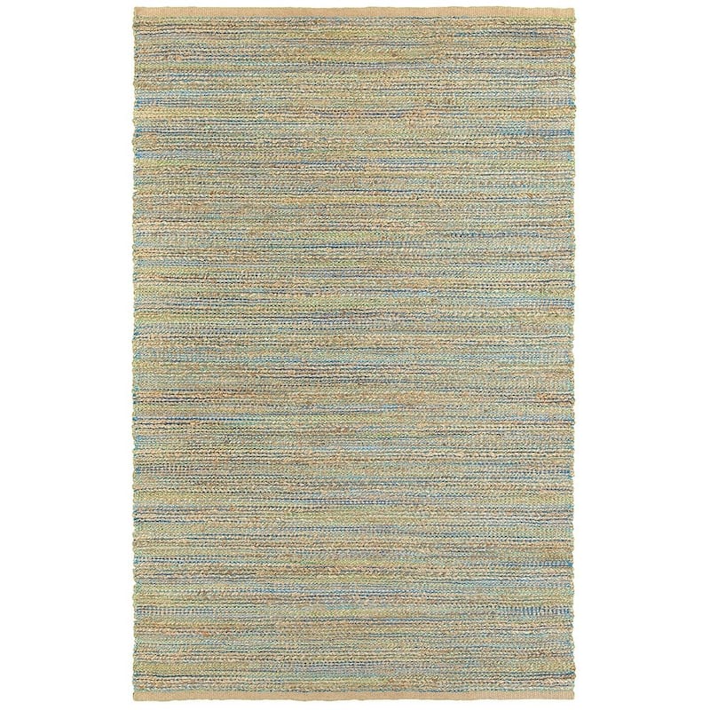 Sevita Organic Jute Geometric Area Rug, Tan and Blue