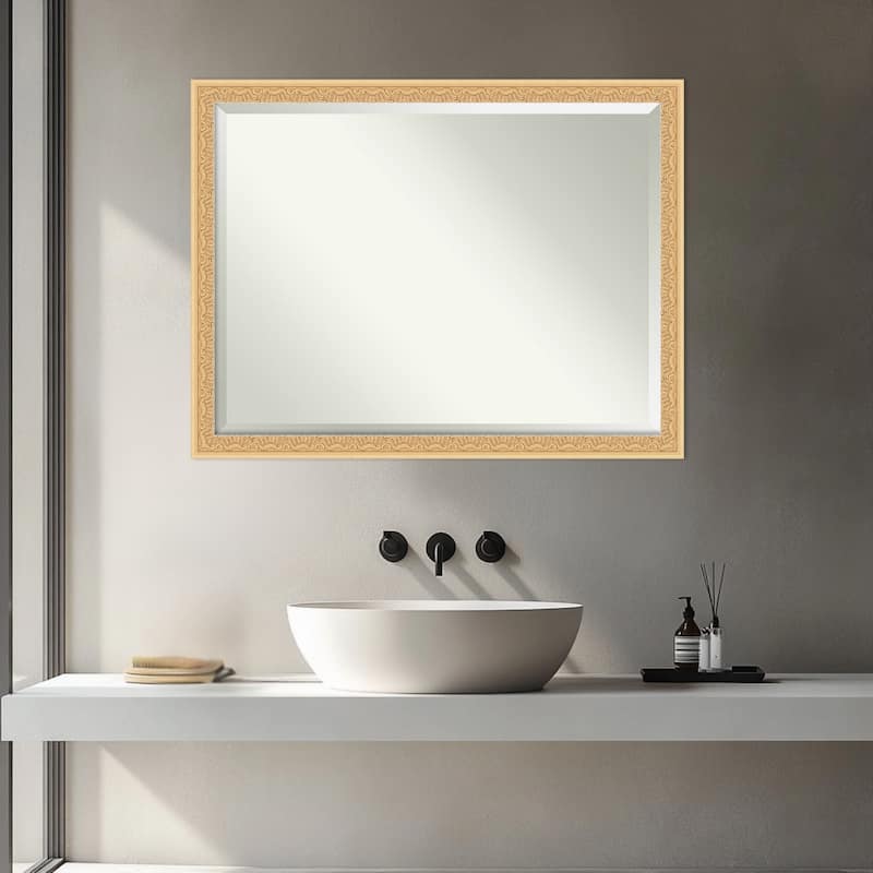 Bethany Beveled Wood Framed Bathroom Vanity Wall Mirror