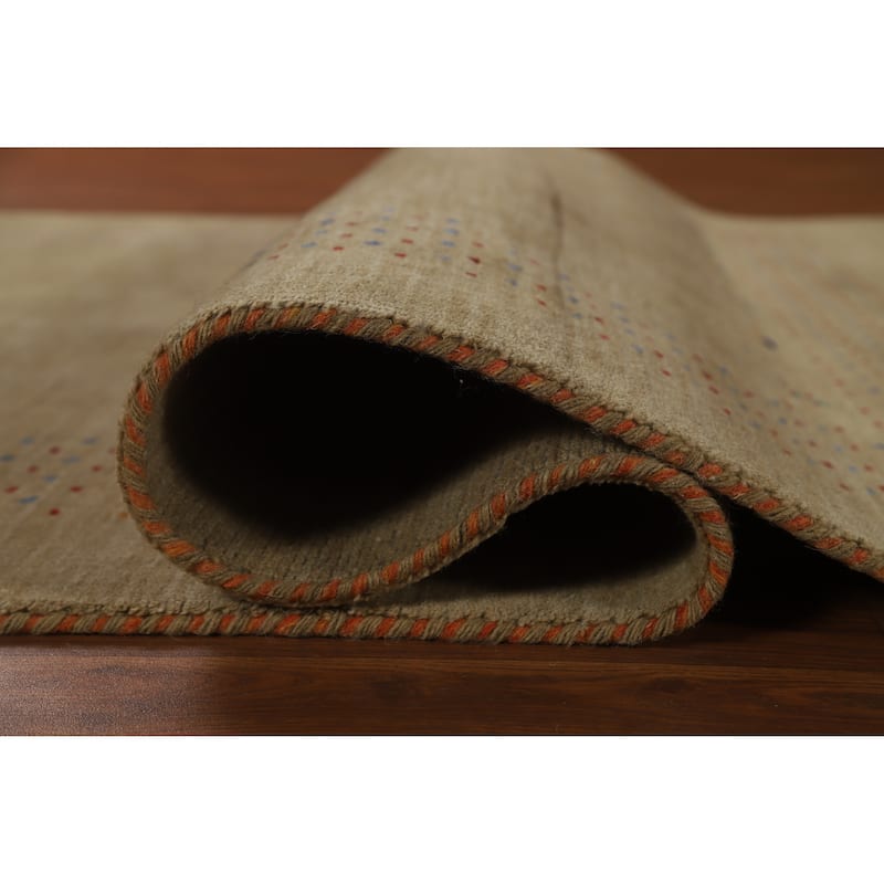 Hand Knotted Oriental 100% Wool Carpet Tribal Tribal Brown Gabbeh Area Rug - 7' 8'' X 4' 11''