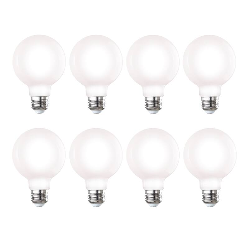 Bulbrite Pack of (8) 7 Watt Dimmable Filament G25 Medium (E26) LED Bulb - 650 Lumens, 3000K, and 80 CRI - Milky