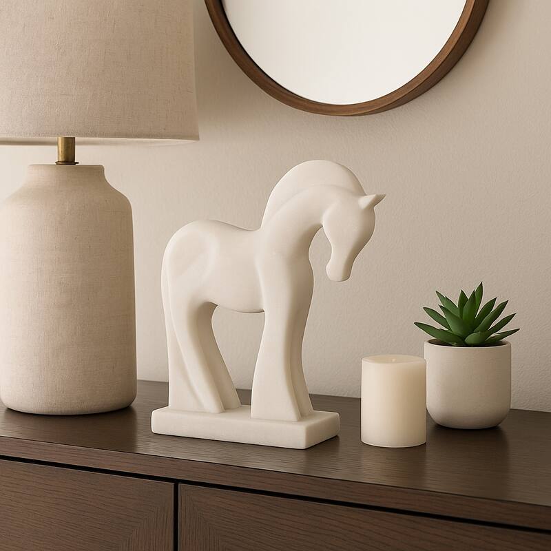 Resin Decorative Object Contemporary Horse Statue - 12" White - 12.25"