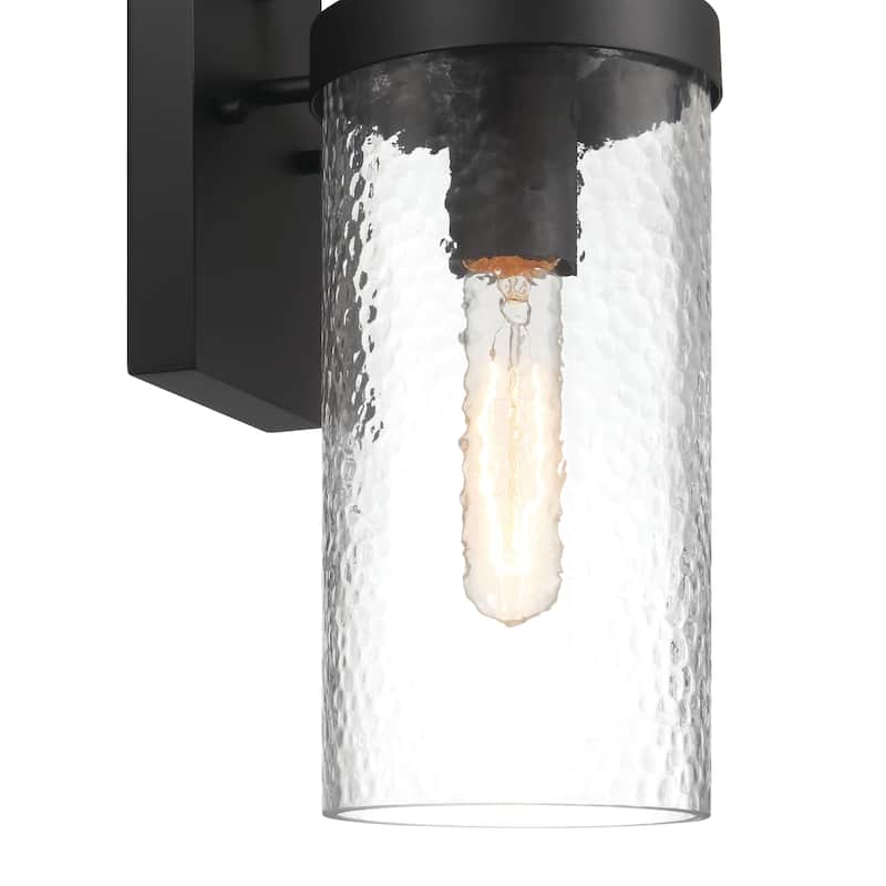 Aria Textured Water Glass and Metal Wall Mounted Outdoor Light - 6.7"L x 5.3"W x 12.5"H