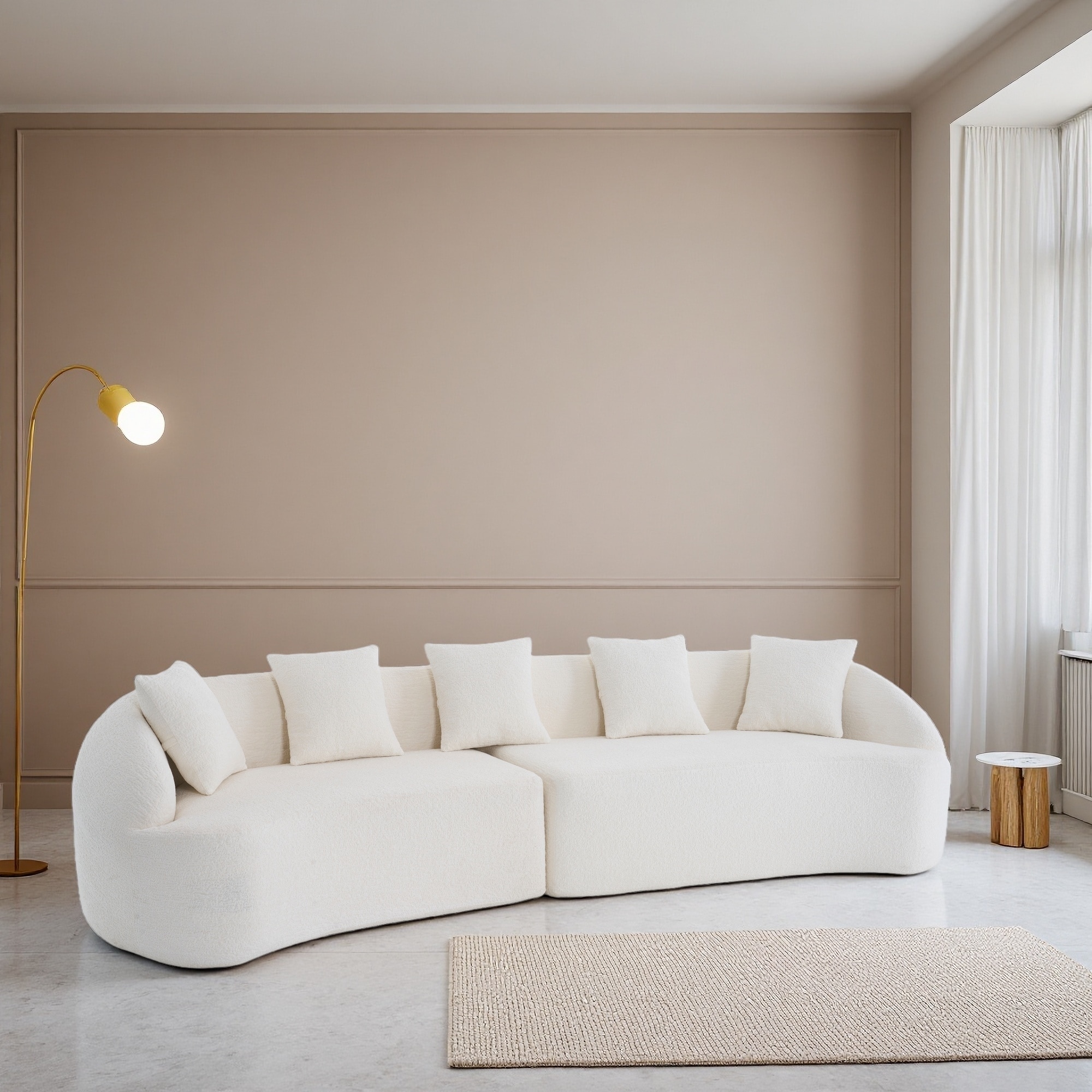 110.2" Chenille Curved Boneless Compression Modular Sectional Sofa with No Assembly Required and Child-Safe Design