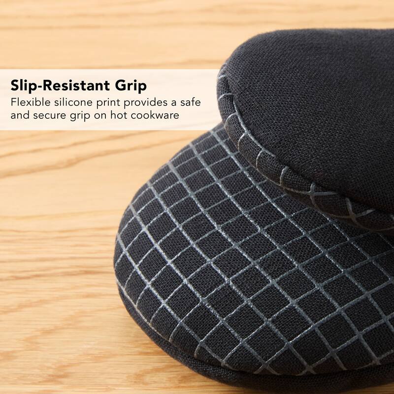 KITCHENAID Gourmet Series Gridlines Mini Oven Mitts 2-Pack Set, Heat Resistant up to 600°F, Soft Silicone Grip, Magnetic Cuff