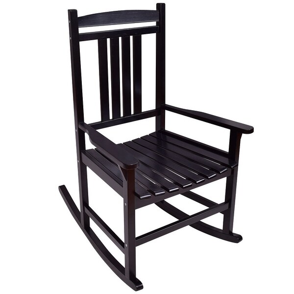 Set Of 2 Wood Rocking Chair Porch Rocker Indoor Outdoor Patio Furniture Black