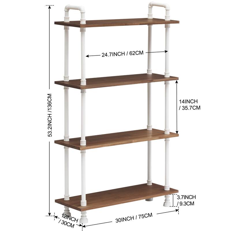 Ivinta Industrial Bookshelf Rustic Bookcase, Storage Shelf Plant Shelf
