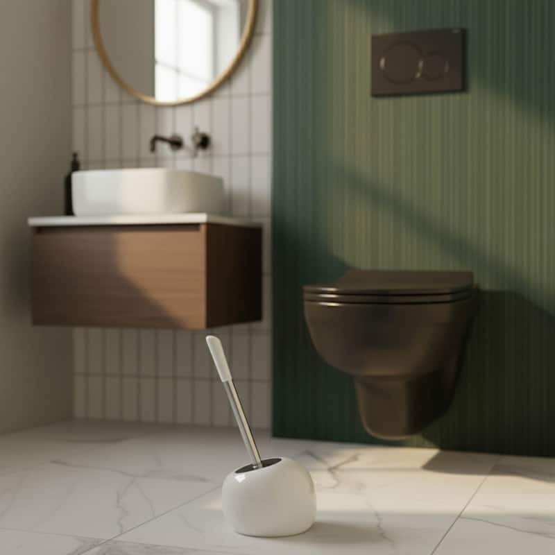 PISE Freestanding Toilet Brush and Holder Set - 15"H x 6"L x 6" W