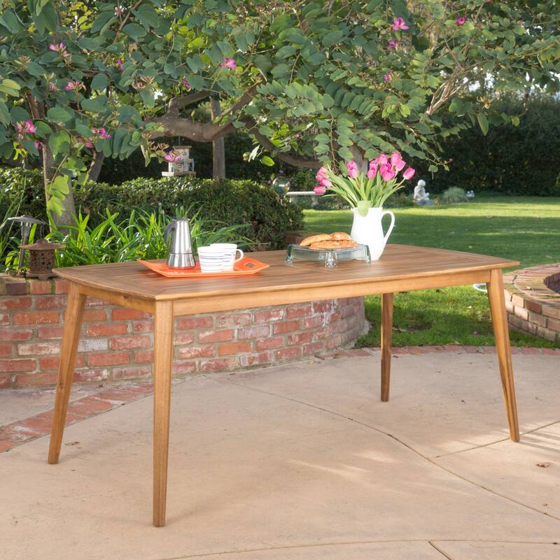 Acacia Wood Outdoor Dining Table Curved Frame Patio Garden