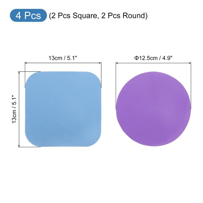 4Pcs Rubber Jar Opener Grippers Pads, Heat-insulated Grippers Pads - Blue Purple