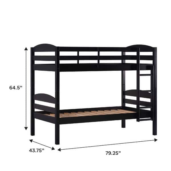 dimension image slide 1 of 7, Walker Edison Solid Wood Convertible Twin-over-Twin Bunk Bed