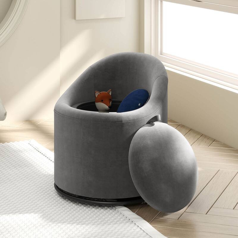 Costway 1/2 PCS Barrel Chair with Storage 360° Swivel Upholstered - See Details