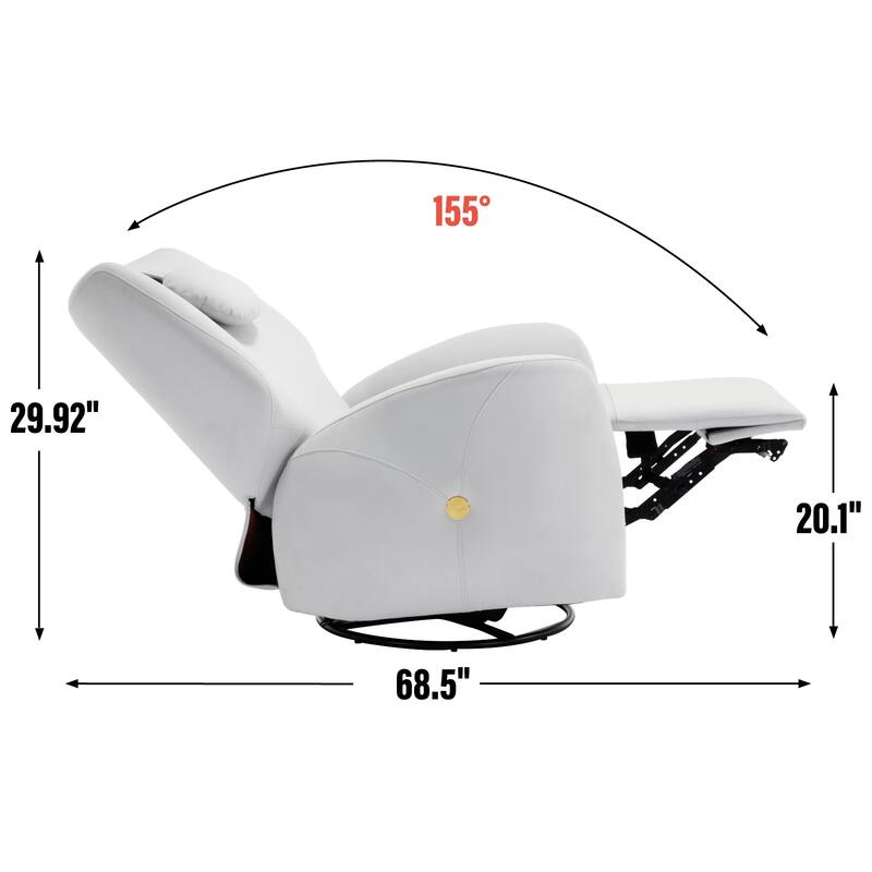 Swivel and Rocker Power Recliner Chair with Lumbar and Neck Support Pillow, Max Swivel Degree 270°, USB and Type-C Ports