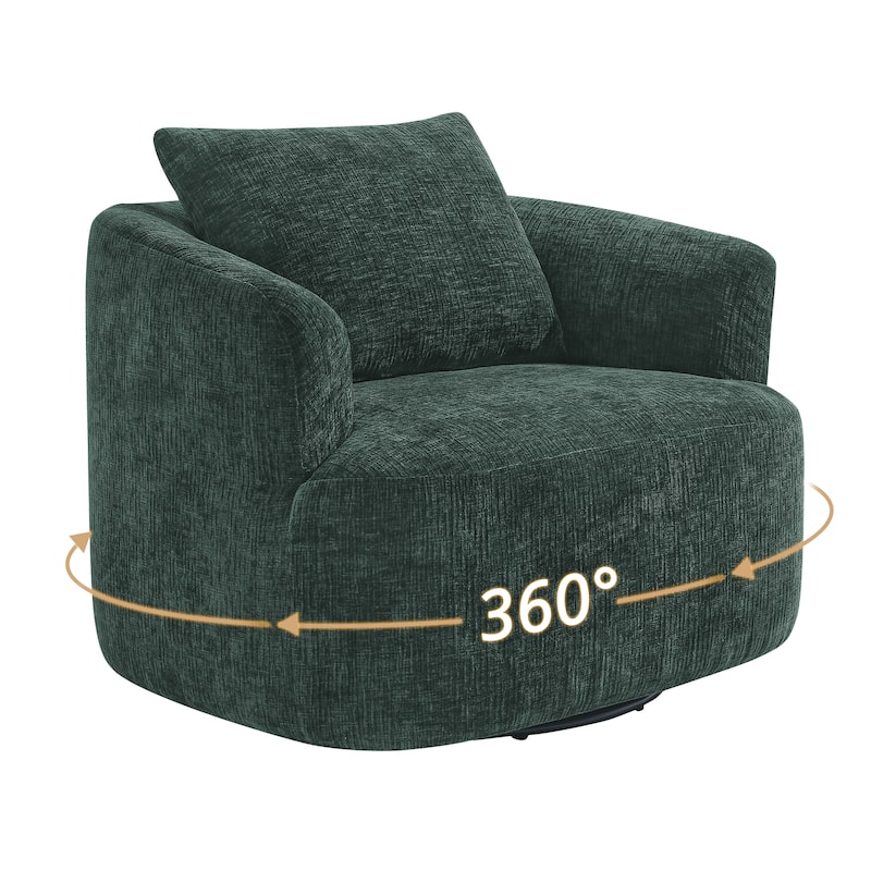 Chenille Swivel Accent Chair with Pillow