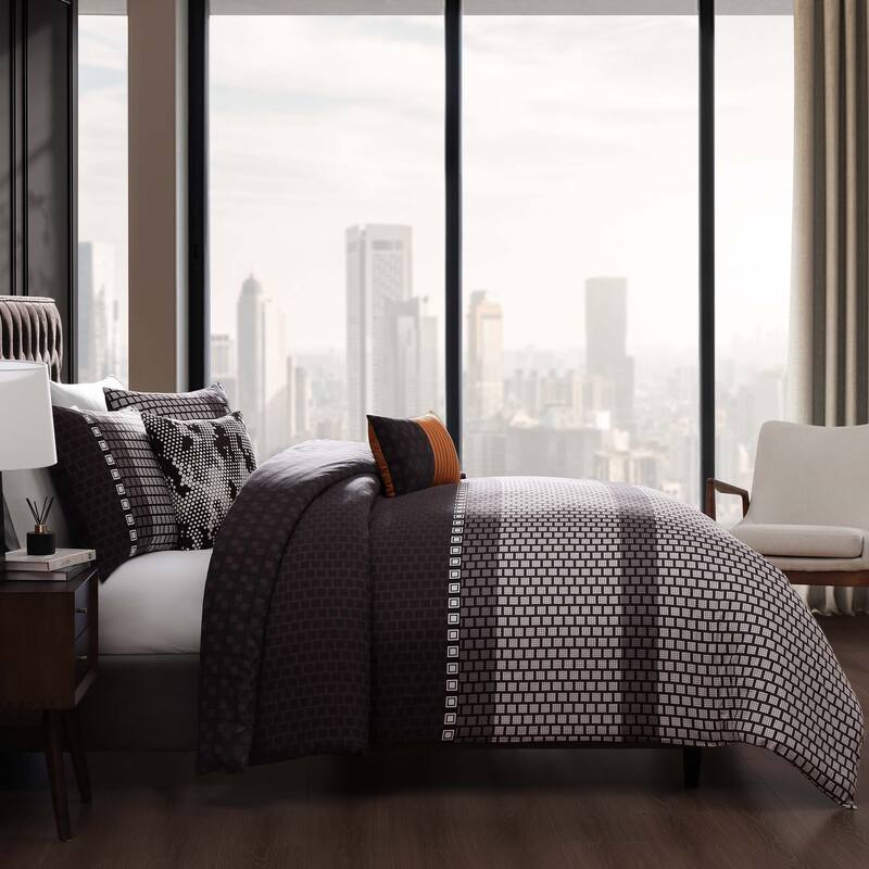 Bebejan Linear Luxe 100% Cotton Sateen 5 Piece Reversible Comforter Set