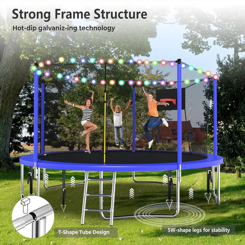 Upgraded 14FT Trampoline for Kids and Adults with Basketball Hoop and Net