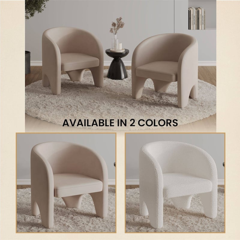Lylo Velvet/Boucle Accent Chair with Barrel Back Design for Home Office Living Room and Bedroom, No Assembly Required