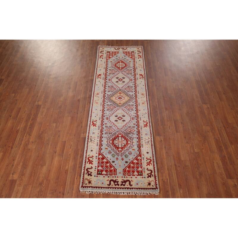 Geometric Heriz Serapi Oriental Runner Rug Handmade Wool Carpet - 2'7"x 7'11"