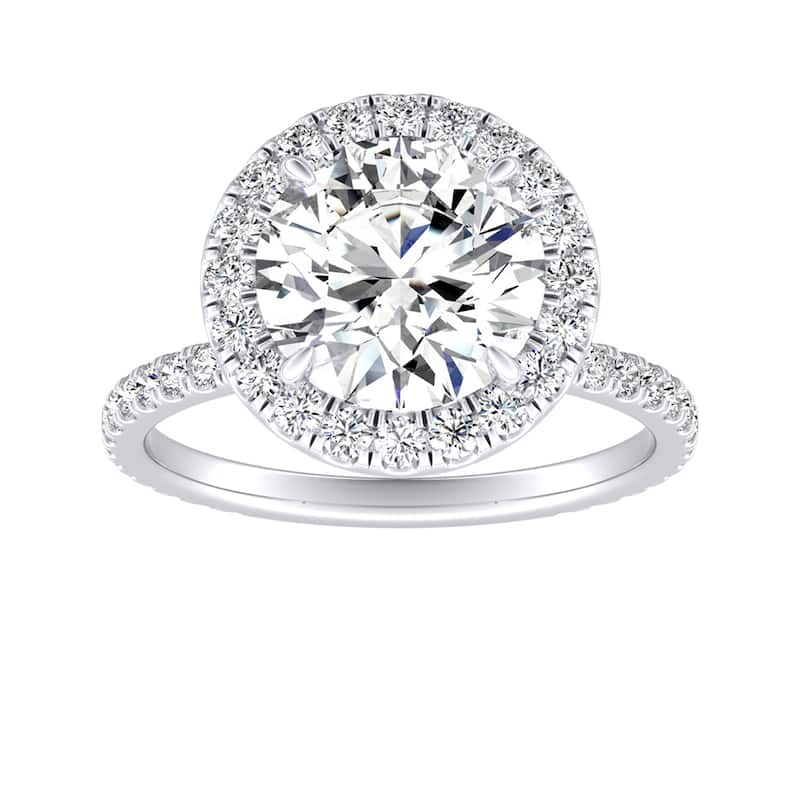 Auriya 14k Gold 3ctw Moissanite Halo Diamond Engagement Ring 5/8ct TDW - White - 5.5