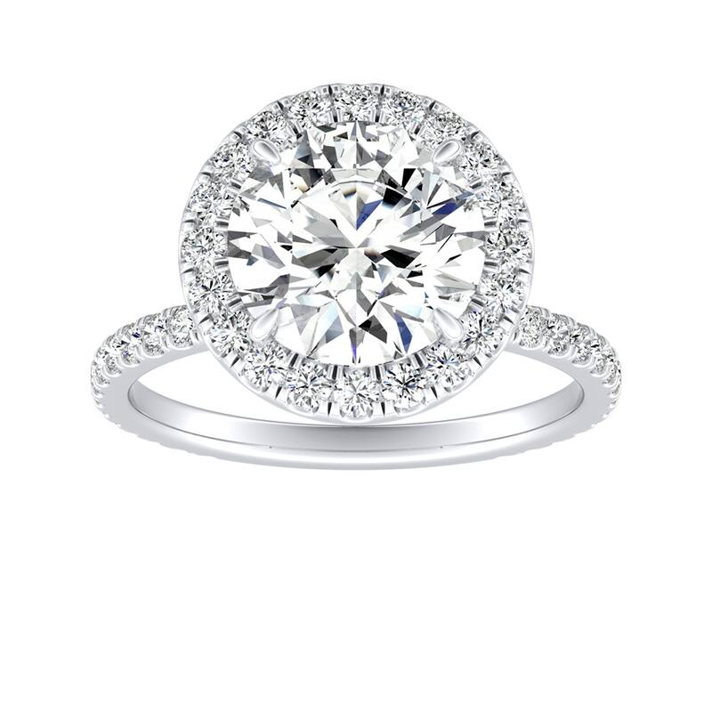 Auriya 14k Gold 2 1/2ctw Moissanite Halo Diamond Engagement Ring 5/8ct TDW - White - 4.5