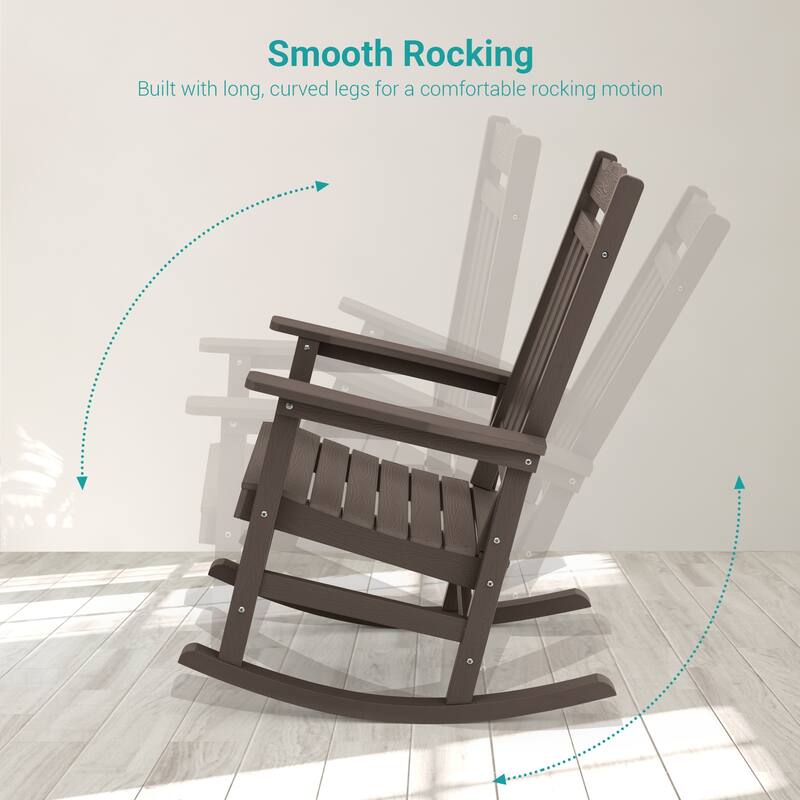 Bonosuki Adirondack Rocking Chair with Big Armrests Fire Pit Chair Weather Resistant