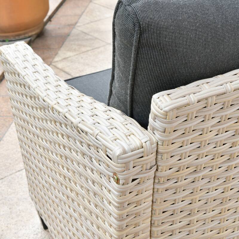 HOOOWOOO 8-piece Wicker Patio Furniture Conversation Set with Fire Pit Table