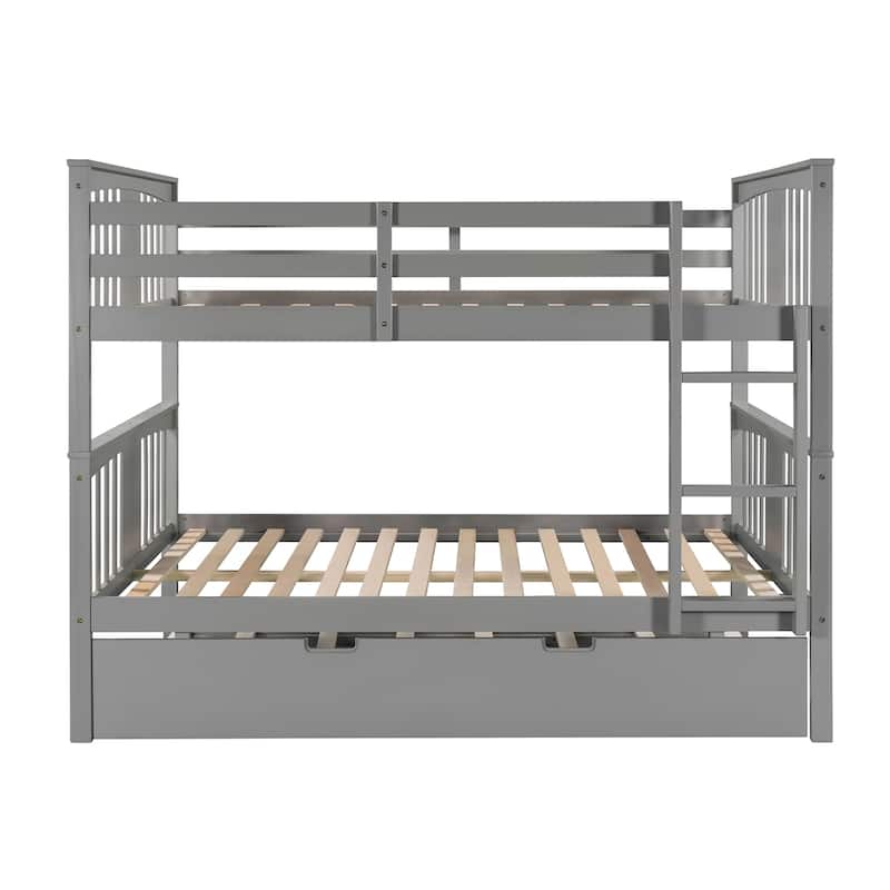 Full-Over-Full Bunk Bed with Trundle, Space-Saving Design for Sleepovers