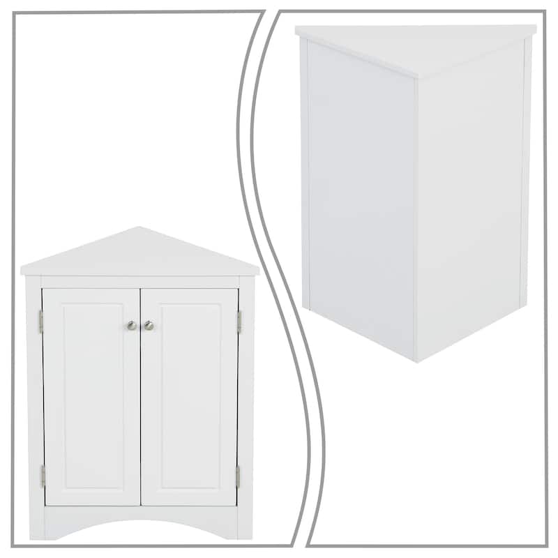 Modern Stylish Triangle Corner Storage Cabinet with Two Adjustable Internal Shelves