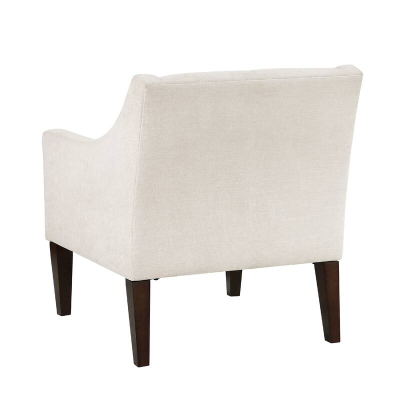 Ginna Accent Armchair, Button Tufted Beige Polyester, Brown Legs