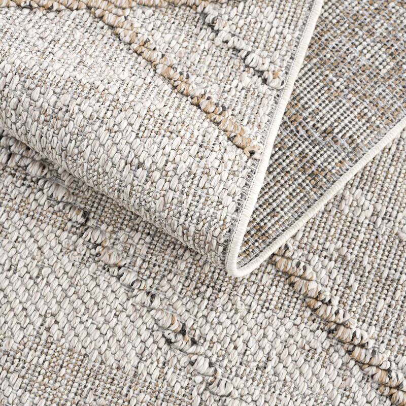 Hauteloom Butch Living Room, Bedroom Patio Outdoor Area Rug - Farmhouse - Taupe,Beige - 2' x 3'