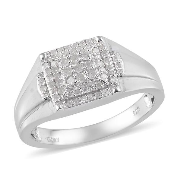 Shop Platinum Over Sterling Silver White Diamond Ring Mens Size 12 Ct 0 5 Ring 12 On Sale Overstock 31952862