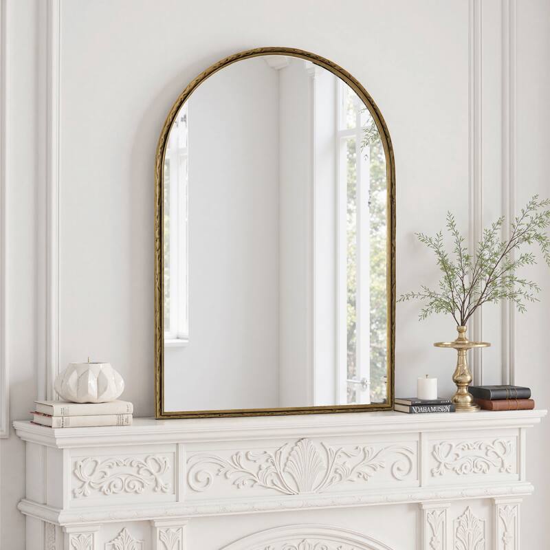 Gold Arched Wall Mirror - Bathroom Vanity & Home Decor