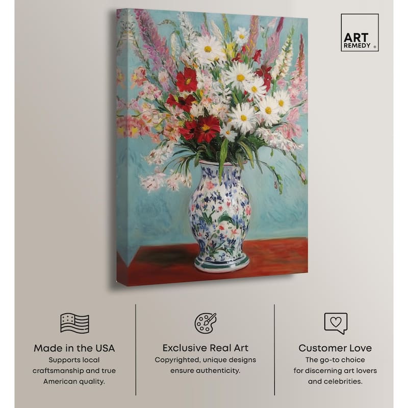 Flowers on a Table Canvas by Art Remedy, Gallery Wrapped