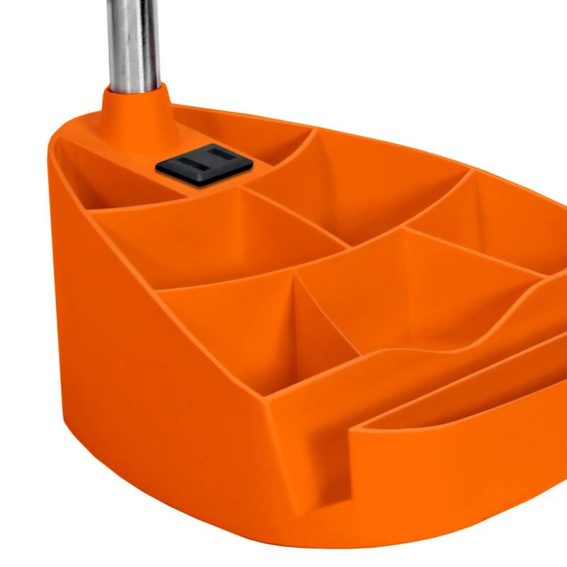 18.5 in. Chrome Finish Table Lamp with Orange Shade, Desk Lamp for Writing and Computer Desks