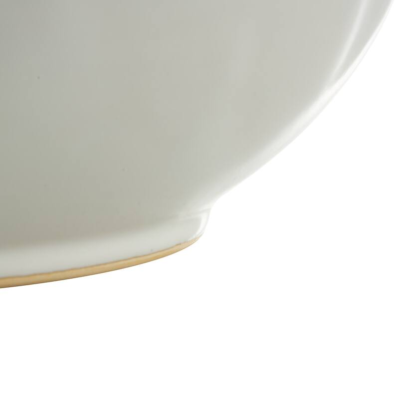 White Ceramic Round Wide Decorative Vase with Multiple Openings