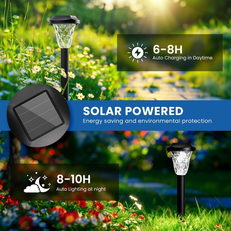 Solar Pathway Lights, Waterproof Cool White Outdoor Solar Lights for Garden, 6500K