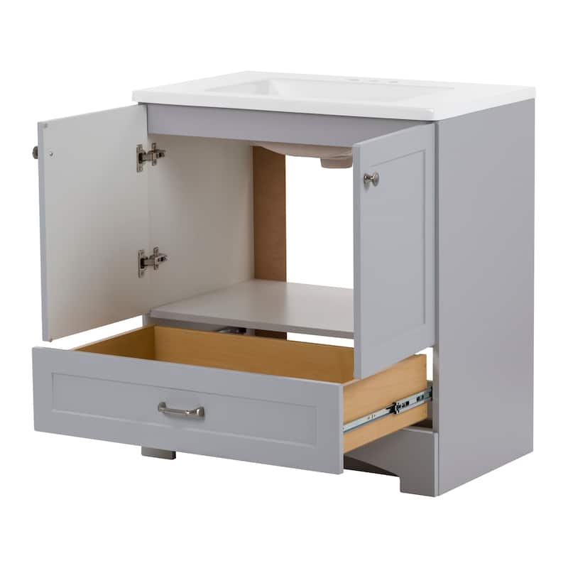 Spring Mill Cabinets Emlyn 30.5" Bathroom Vanity With Drawer and White Sink Top