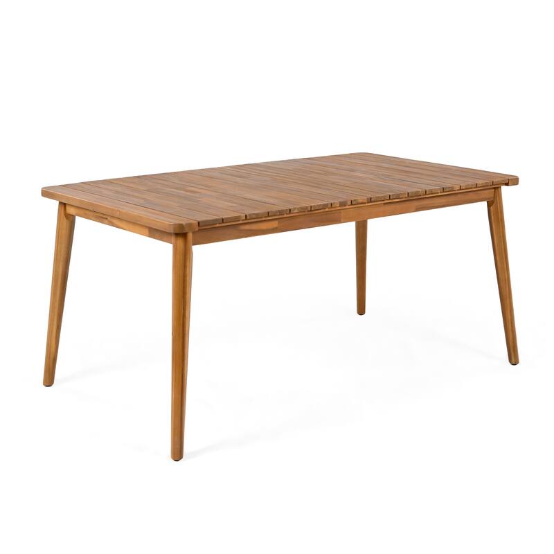 Christopher Knight Home - Lucas Acacia Wood Outdoor Dining Table with Modern Farmhouse Style - Teak Finish