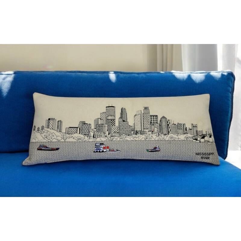 HomeRoots 35" White Minneapolis Daylight Skyline Lumbar Decorative Pillow - Bed Rest - Polyester